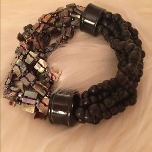 Beaded black stretch bracelet
